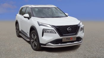 Защита переднего бампера нижняя 42,4 мм ТСС Тюнинг Nissan (Нисан) X-trail (Х-трейл)  4 T33 (2021-2024) 4 T33 дорестайлинг  (нержавейка)