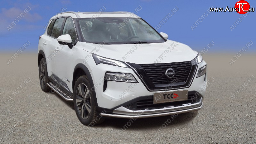 21 699 р. Защита переднего бампера нижняя 42,4 мм ТСС Тюнинг  Nissan X-trail  4 T33 (2021-2025) дорестайлинг (нержавейка)  с доставкой в г. Таганрог