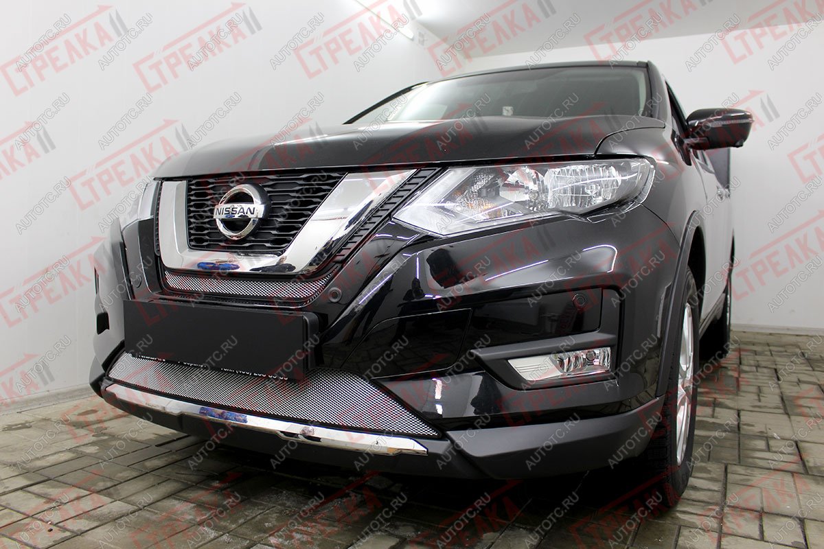 2 969 р. Защита радиатора (середина) Стрелка11 Стандарт  Nissan X-trail  3 T32 (2017-2022) рестайлинг (хром)  с доставкой в г. Таганрог