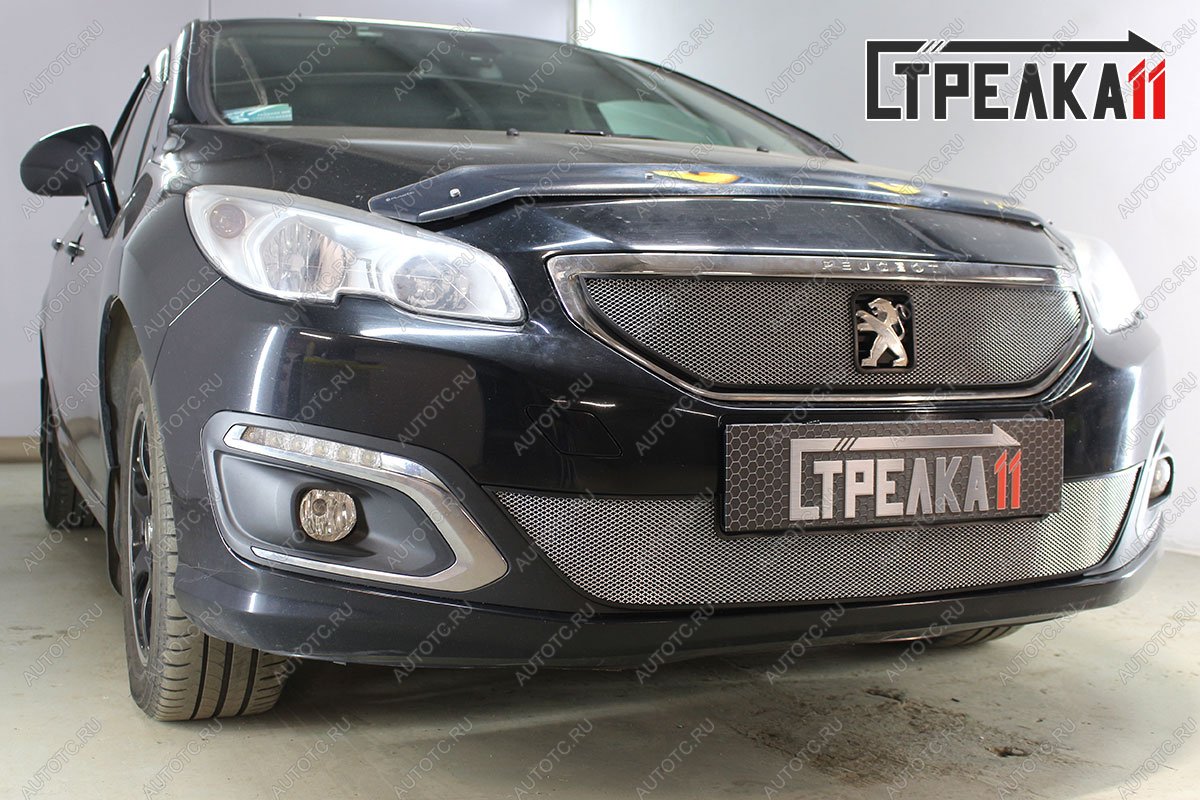 3 499 р. Защита радиатора (низ) Стрелка11 Стандарт  Peugeot 408 (2015-2022) рестайлинг (хром)  с доставкой в г. Таганрог