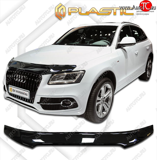 2 189 р. Дефлектор капота CA-Plastic  Audi Q5  8R (2012-2017) рестайлинг (classic черный, без надписи)  с доставкой в г. Таганрог