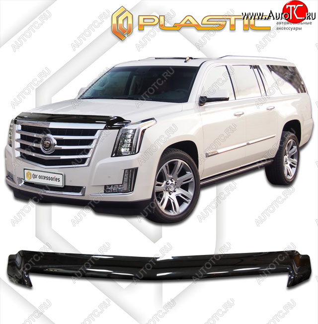 2 159 р. Дефлектор капота CA-Plastic  Cadillac Escalade  GMTK2 джип 5 дв. (2015-2020) короткая база (classic черный, без надписи)  с доставкой в г. Таганрог