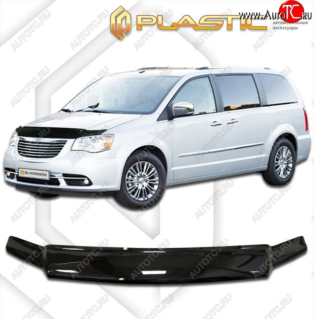 2 159 р. Дефлектор капота CA-Plastic  Chrysler Grand Voyager (2011-2016)  рестайлинг (classic черный, без надписи)  с доставкой в г. Таганрог