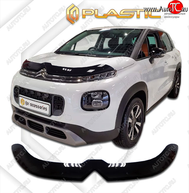 2 079 р. Дефлектор капота CA-Plastic  CITROEN C3 Aircross (2017-2021) дорестайлинг (classic черный, без надписи)  с доставкой в г. Таганрог