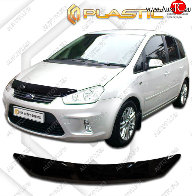 1 999 р. Дефлектор капота CA-Plastic  Ford C-max  Mk1 (2007-2010) рестайлинг (classic черный, без надписи)  с доставкой в г. Таганрог