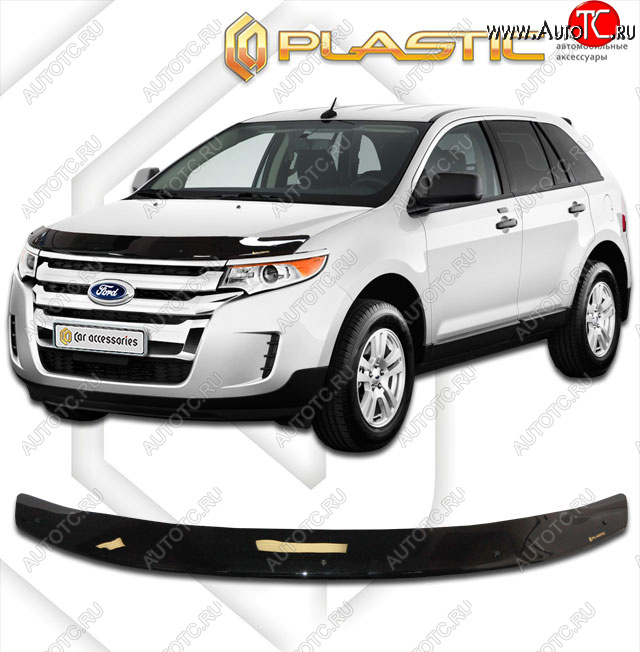 1 999 р. Дефлектор капота CA-Plastic  Ford Edge  U387 (2011-2015) рестайлинг (classic черный, без надписи)  с доставкой в г. Таганрог