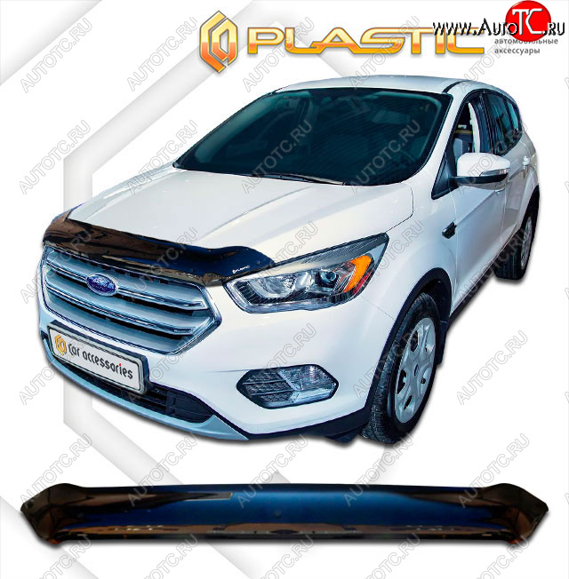 2 099 р. Дефлектор капота CA-Plastic  Ford Escape  3 (2016-2019) рестайлинг (classic черный, без надписи)  с доставкой в г. Таганрог