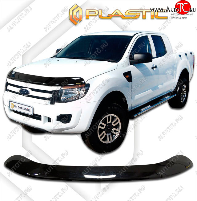 2 199 р. Дефлектор капота CA-Plastic  Ford Ranger  RapCab (2011-2016) дорестайлинг (classic черный, без надписи)  с доставкой в г. Таганрог