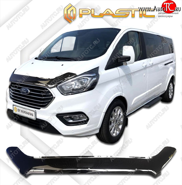 2 079 р. Дефлектор капота CA-Plastic  Ford Tourneo Custom (2017-2021) рестайлинг (classic черный, без надписи)  с доставкой в г. Таганрог