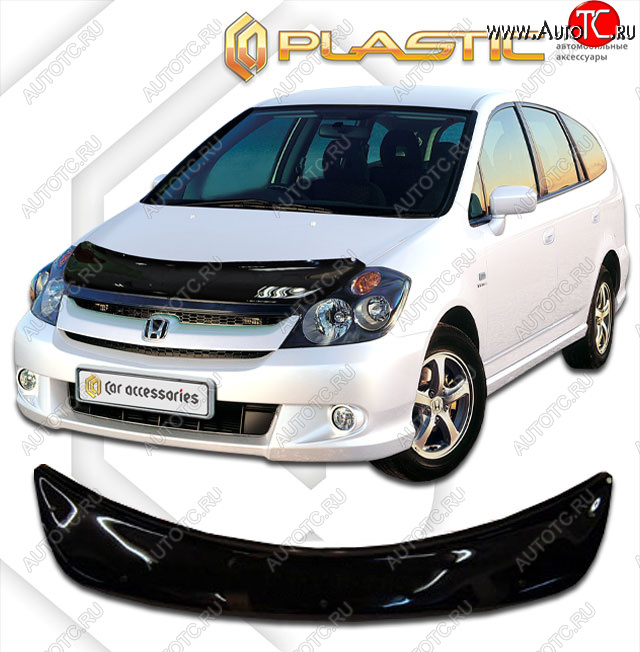 2 099 р. Дефлектор капота CA-Plastic  Honda Stream  1 RN2,RN4, RN1, RN3, RN5 (2003-2006) рестайлинг (classic черный, без надписи)  с доставкой в г. Таганрог