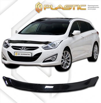 1 899 р. Дефлектор капота CA-Plastic  Hyundai I30  2 GD (2011-2017) дорестайлинг универсал, рестайлинг универсал (classic черный, без надписи)  с доставкой в г. Таганрог. Увеличить фотографию 1