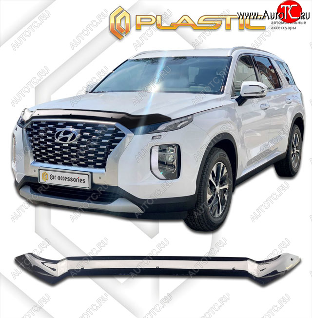 1 979 р. Дефлектор капота CA-Plastic  Hyundai Palisade  LX2 (2018-2022) (classic черный, без надписи)  с доставкой в г. Таганрог