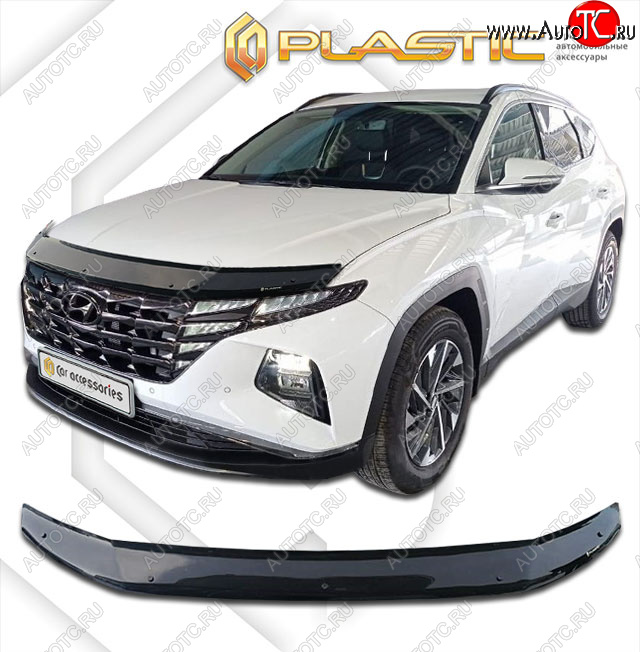 2 099 р. Дефлектор капота CA-Plastic  Hyundai Tucson  NX4 (2020-2022) (classic черный, без надписи)  с доставкой в г. Таганрог