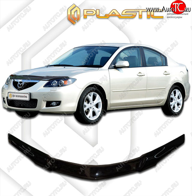 2 159 р. Дефлектор капота CA-Plastic Mazda 3/Axela BK дорестайлинг седан (2003-2006) (Classic черный)  с доставкой в г. Таганрог