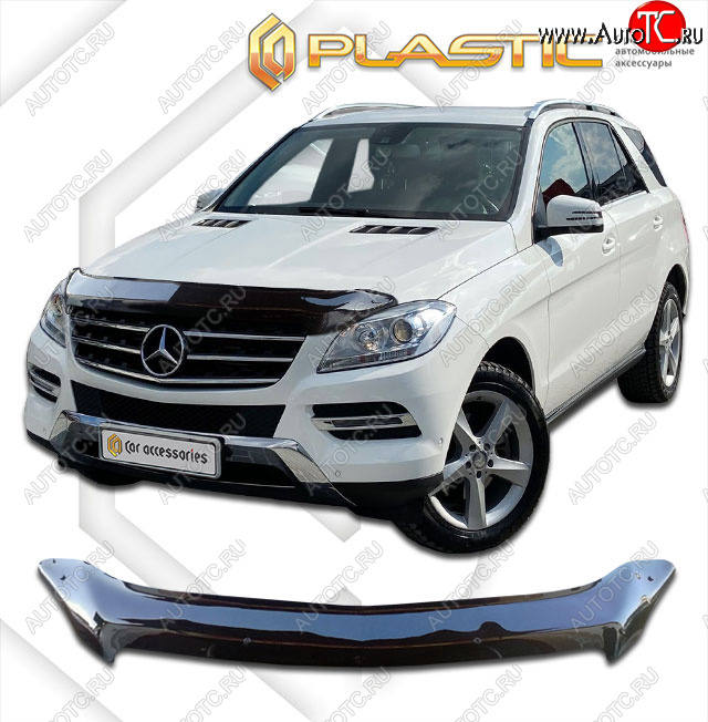 2 379 р. Дефлектор капота CA-Plastic  Mercedes-Benz ML class  W166 (2011-2015) (classic черный, без надписи)  с доставкой в г. Таганрог