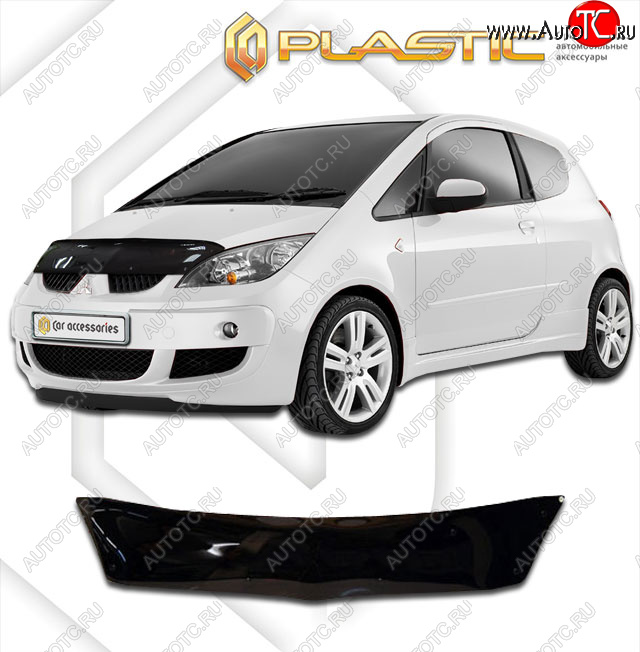 1 799 р. Дефлектор капота CA-Plastic  Mitsubishi Colt ( Z20, Z30 хэтчбэк 3 дв.,  Z30) (2008-2012) рестайлинг, хэтчбэк 5 дв. рестайлинг (classic черный, без надписи)  с доставкой в г. Таганрог