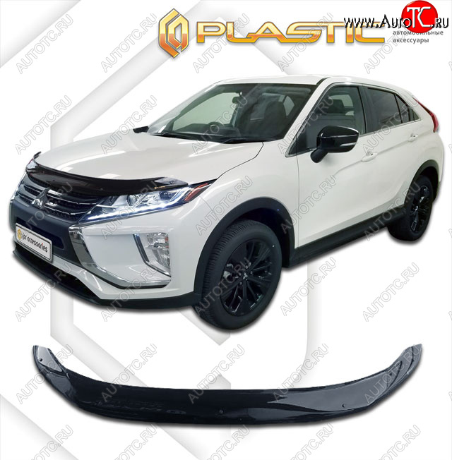 2 199 р. Дефлектор капота CA-Plastic  Mitsubishi Eclipse Cross  GK (2017-2021) дорестайлинг (cерия Сlassic черный, без надписи)  с доставкой в г. Таганрог