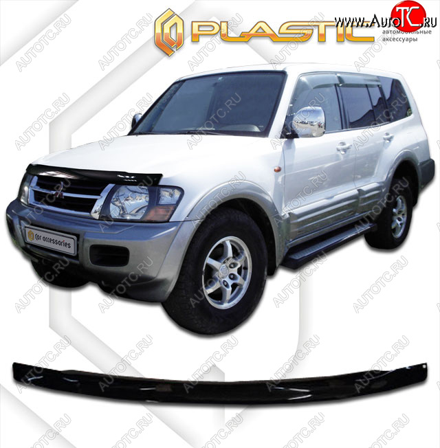 2 059 р. Дефлектор капота CA-Plastic  Mitsubishi Pajero  3 V60 (2003-2006) рестайлинг (cерия Сlassic черный, без надписи)  с доставкой в г. Таганрог