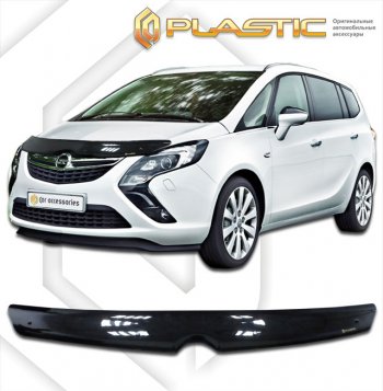 1 899 р. Дефлектор капота CA-Plastic  Opel Zafira  С (2011-2016) дорестайлинг (Classic чёрный, Без надписи)  с доставкой в г. Таганрог. Увеличить фотографию 1