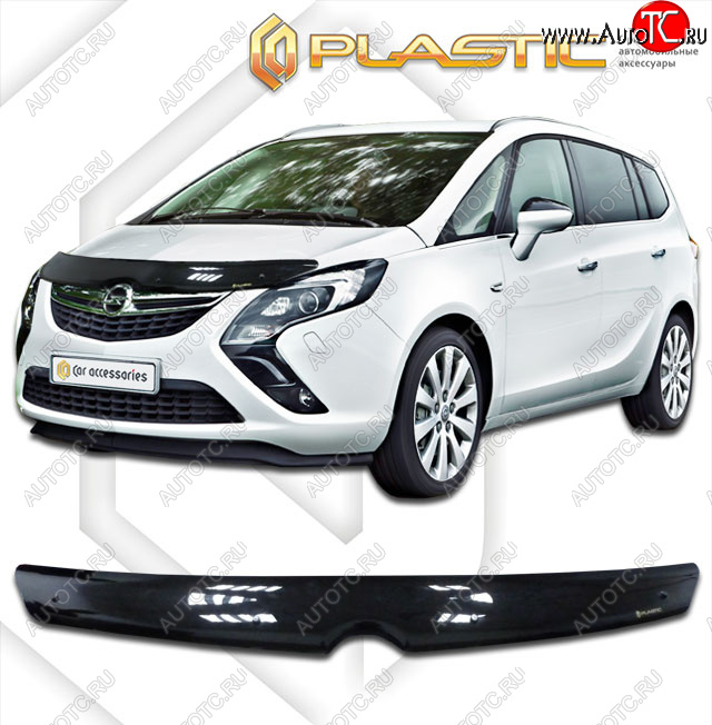 1 899 р. Дефлектор капота CA-Plastic  Opel Zafira  С (2011-2016) дорестайлинг (Classic чёрный, Без надписи)  с доставкой в г. Таганрог