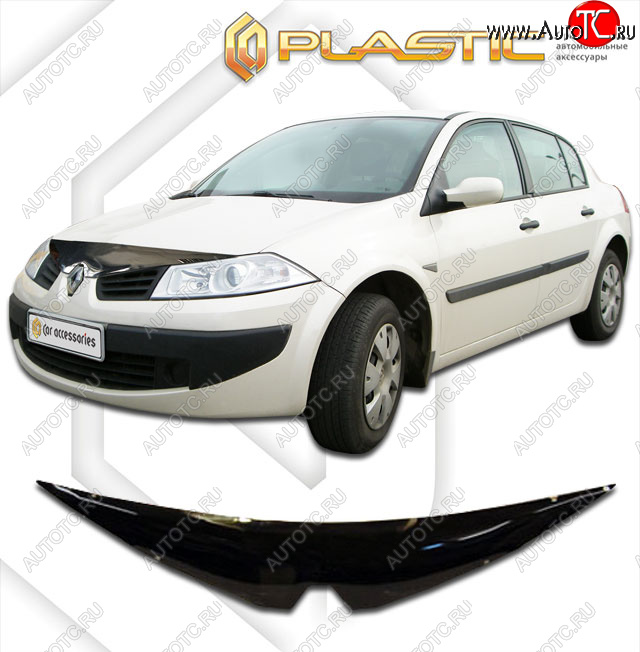 2 059 р. Дефлектор капота CA-Plastic  Renault Megane  универсал (2006-2009)  рестайлинг (classic черный, без надписи)  с доставкой в г. Таганрог