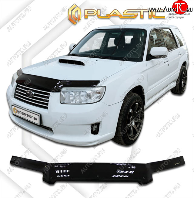 2 269 р. Дефлектор капота CA-Plastic  Subaru Forester  SG (2005-2008) рестайлинг (cерия Сlassic черный, без надписи)  с доставкой в г. Таганрог