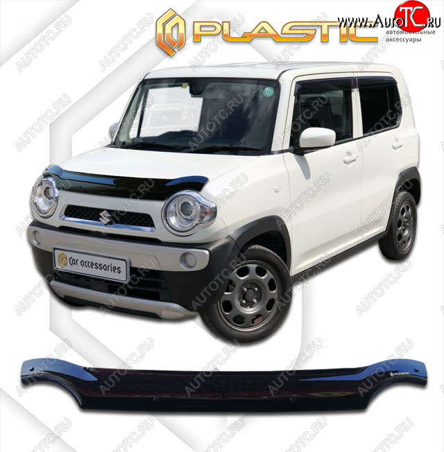 1 799 р. Дефлектор капота CA-Plastic  Suzuki Hustler  MR41S,MR31S (2014-2019) хэтчбэк 5 дв. (classic черный, без надписи)  с доставкой в г. Таганрог