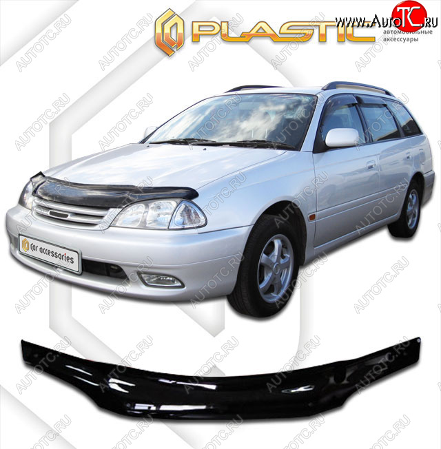 1 999 р. Дефлектор капота CA-Plastic  Toyota Avensis  T220 седан (2000-2003) рестайлинг (classic черный, без надписи)  с доставкой в г. Таганрог