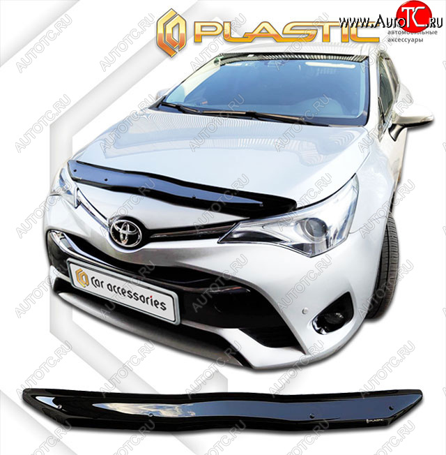 1 839 р. Дефлектор капота CA-Plastic  Toyota Avensis  T270 седан (2015-2018) 2-ой рестайлинг (classic черный, без надписи)  с доставкой в г. Таганрог