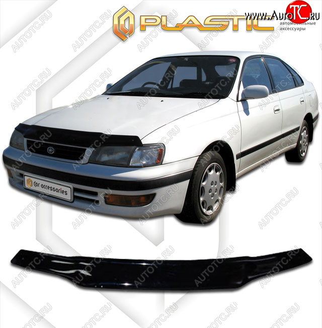 1 999 р. Дефлектор капота CA-Plastic  Toyota Carina E  T190 (1992-1997) лифтбэк дорестайлинг, седан дорестайлинг, седан рестайлинг (classic черный, без надписи)  с доставкой в г. Таганрог