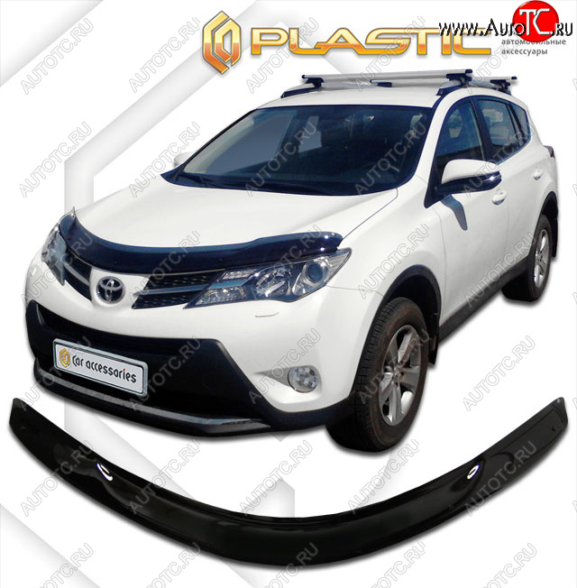 2 099 р. Дефлектор капота CA-Plastic  Toyota RAV4  XA40 (2012-2015) 5 дв. дорестайлинг (classic черный, без надписи)  с доставкой в г. Таганрог