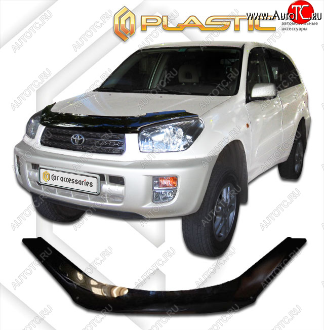 2 199 р. Дефлектор капота CA-Plastic  Toyota RAV4  CA20 (2000-2005) 3 дв. дорестайлинг, 3 дв. рестайлинг (classic черный, без надписи)  с доставкой в г. Таганрог