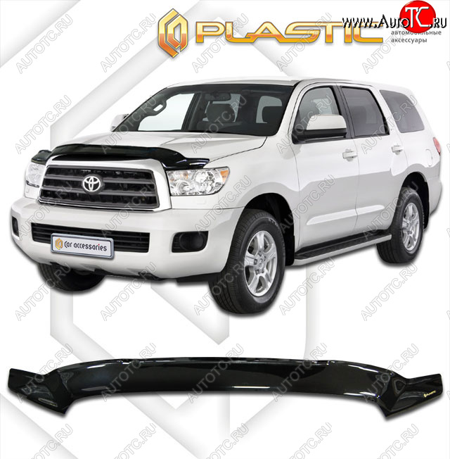 2 159 р. Дефлектор капота CA-Plastic  Toyota Sequoia (2007-2017) XK60 дорестайлинг (classic черный, без надписи)  с доставкой в г. Таганрог