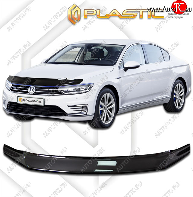 1 999 р. Дефлектор капота CA-Plastic  Volkswagen Passat ( B8,  B8.5) (2015-2024) седан дорестайлинг, седан рестайлинг (classic черный, без надписи)  с доставкой в г. Таганрог