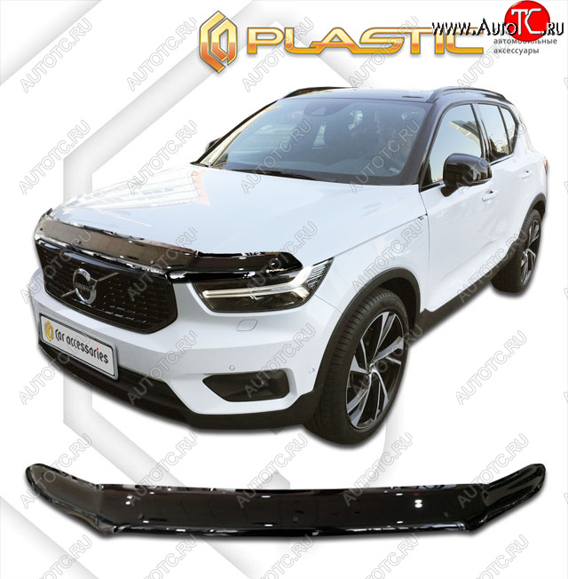 2 269 р. Дефлектор капота CA-Plastic  Volvo XC40 (2017-2022) (classic черный, без надписи)  с доставкой в г. Таганрог