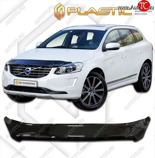 2 379 р. Дефлектор капота CA-Plastic  Volvo XC60 (2013-2017)  рестайлинг (classic черный, без надписи)  с доставкой в г. Таганрог