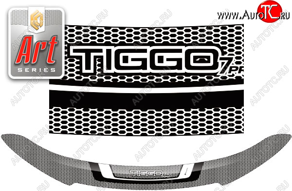 2 289 р. Дефлектор капота CA-Plastic  Chery Tiggo 7 PRO (2019-2025) (серия Art белая)  с доставкой в г. Таганрог