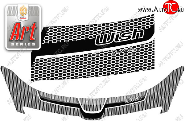 2 449 р. Дефлектор капота CA-Plastic  Toyota Wish  XE10 (2003-2005) дорестайлинг (серия ART белая)  с доставкой в г. Таганрог