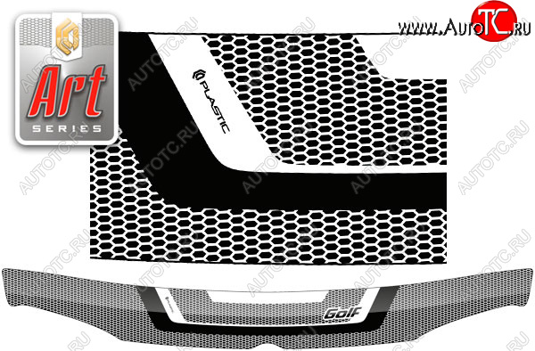 2 199 р. Дефлектор капота CA-Plastic  Volkswagen Golf  4 (1997-2003) (серия ART белая)  с доставкой в г. Таганрог