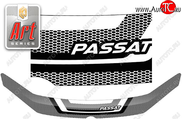 2 369 р. Дефлектор капота CA-Plastic  Volkswagen Passat  B7 (2010-2015) седан (серия ART белая)  с доставкой в г. Таганрог