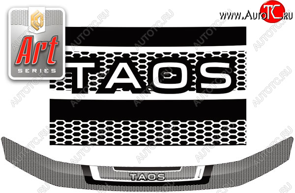 2 199 р. Дефлектор капота CA-Plastic  Volkswagen Taos (2020-2022) (серия ART белая)  с доставкой в г. Таганрог