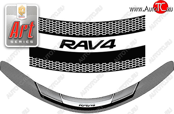 2 199 р. Дефлектор капота CA-Plastic  Toyota RAV4  XA40 (2012-2015) 5 дв. дорестайлинг (Серия Art черная)  с доставкой в г. Таганрог