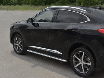 23 549 р. Пороги труба d42 с листом SLITKOFF Haval F7x  рестайлинг (2022-2024) (лист алюминиевый)  с доставкой в г. Таганрог. Увеличить фотографию 2