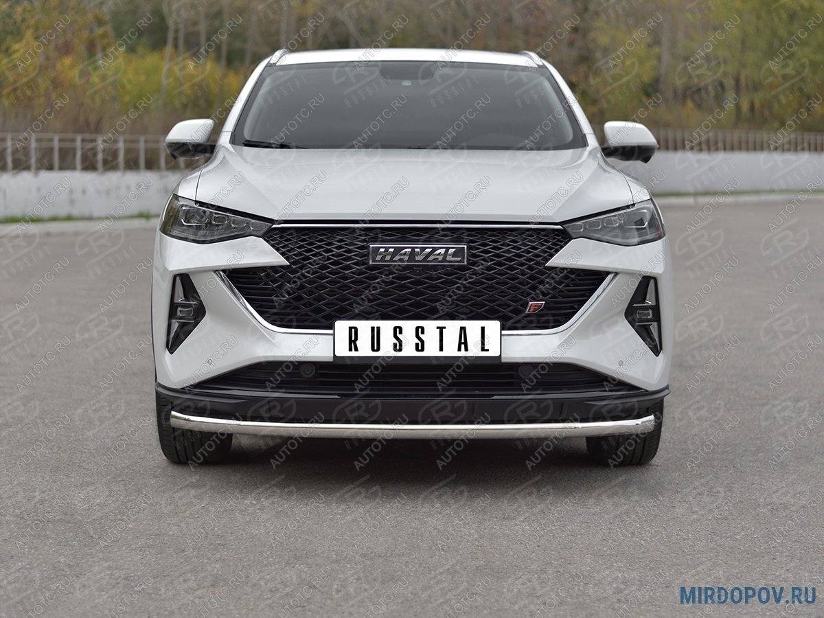 13 399 р. Защита переднего бампера d63 секции SLITKOFF  Haval F7x (2022-2024) рестайлинг (нержавейка полированная)  с доставкой в г. Таганрог