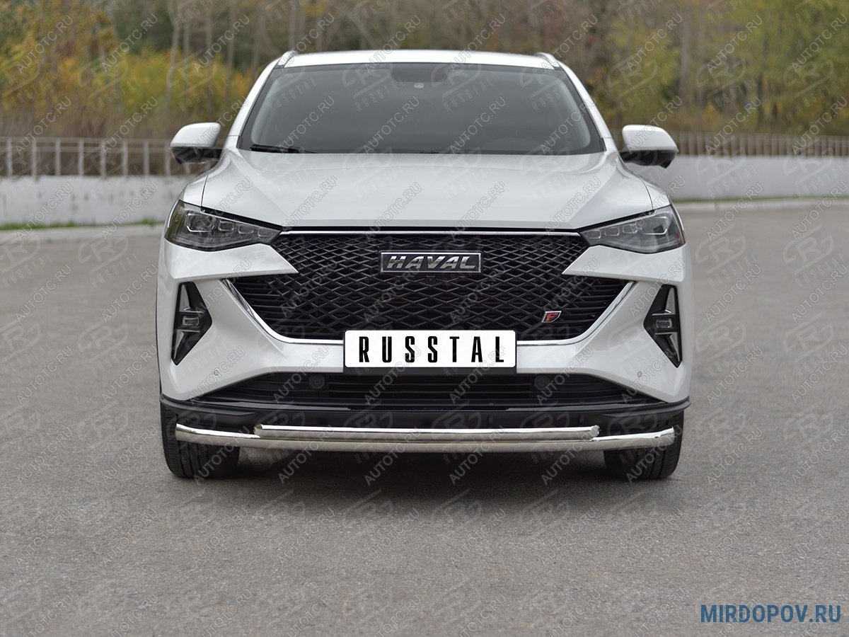 16 749 р. Защита переднего бампера d63*42 дуга SLITKOFF  Haval F7x (2022-2024)  рестайлинг (серые)  с доставкой в г. Таганрог