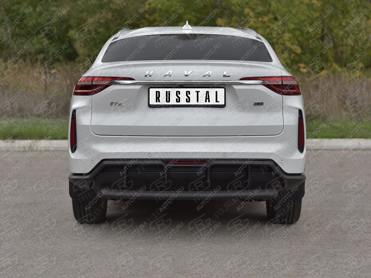 7 649 р. Защита заднего бампера d63 SLITKOFF  Haval F7x (2022-2025)  рестайлинг (нержавейка окрашенная в черный цвет)  с доставкой в г. Таганрог