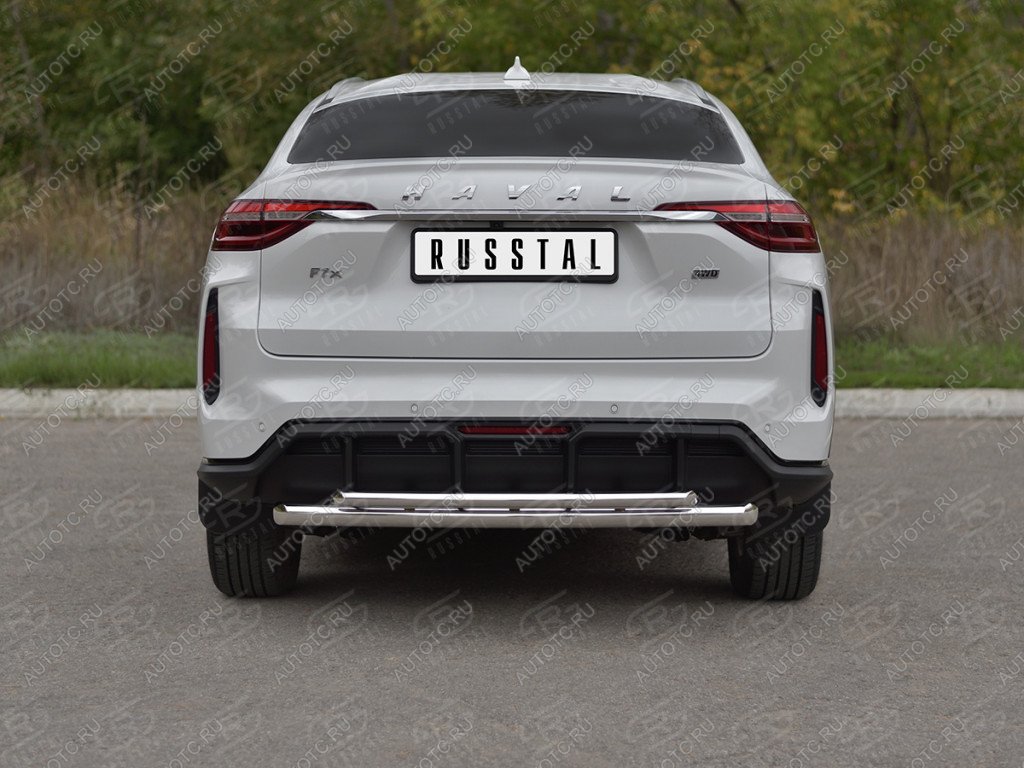 13 999 р. Защита заднего бампера d63*42 SLITKOFF  Haval F7x (2022-2025)  рестайлинг (нержавейка полированная)  с доставкой в г. Таганрог