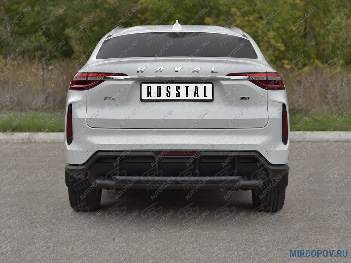 12 349 р. Защита заднего бампера d63*42 SLITKOFF  Haval F7x (2022-2025)  рестайлинг (нержавейка окрашенная в черный цвет)  с доставкой в г. Таганрог