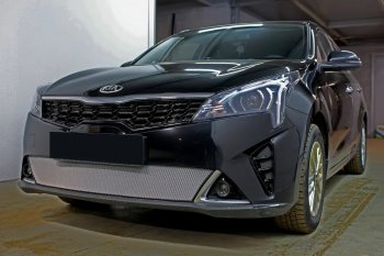 3 579 р. Защитная сетка в бампер (низ, ячейка 3х7 мм) Alfeco Стандарт KIA Rio X рестайлинг (2020-2024) (Хром)  с доставкой в г. Таганрог. Увеличить фотографию 3