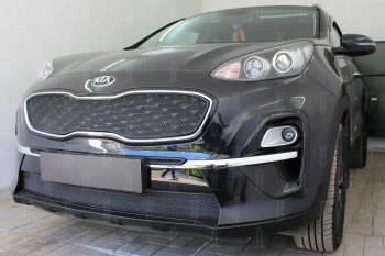 4 549 р. Защитная сетка в бампер (верх, ячейка 3х7 мм) Alfeco Стандарт  KIA Sportage  4 QL (2018-2022) рестайлинг (Чёрная)  с доставкой в г. Таганрог. Увеличить фотографию 5